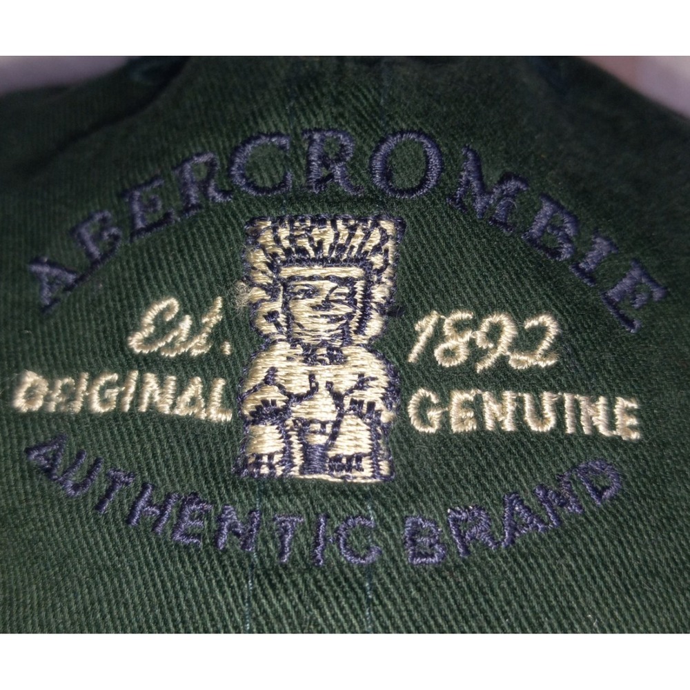 Abercrombie & Fitch Hat CAP BALUnisex Appr. 7" Green W/ Embroidered Logo Vintage